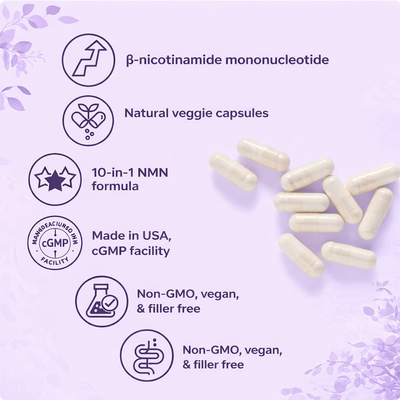 Complex 1, 000Mg Per Dose, 120 Plant-Based Capsules | 10-In-1 Formula Containing Nicotinamide Mononucleotide, Vitamin C, Resveratrol, Coq10, TMG, Quercetin, And Glutathione | Precursor for NAD+ Supplements